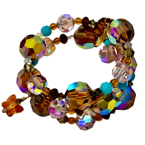 Limited Edition Tiki Bangle Wrap Bracelet made with Modern & Vintage Crystals from Swarovski, finished with 14k GF Metal