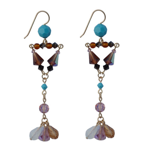 Limited Edition Amber Seas Tiki Divine Chandelier Earrings made with Modern & Vintage Crystals from Swarovski & 14k GF Metal
