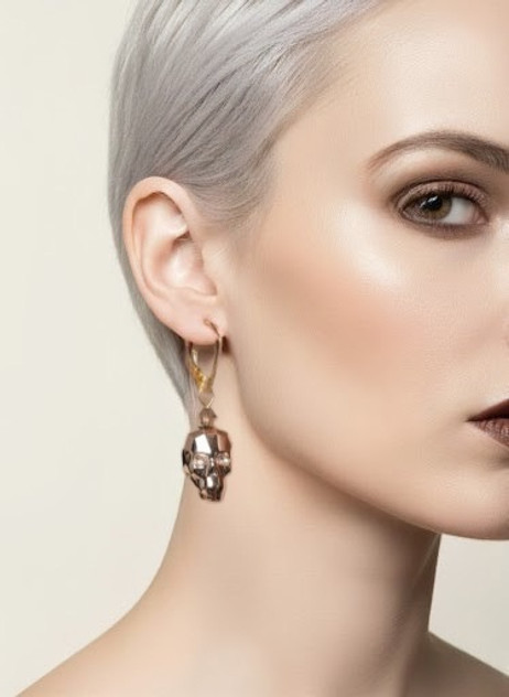 14K Gold Filled Skull Earrings  featuring crystals by Swarovski