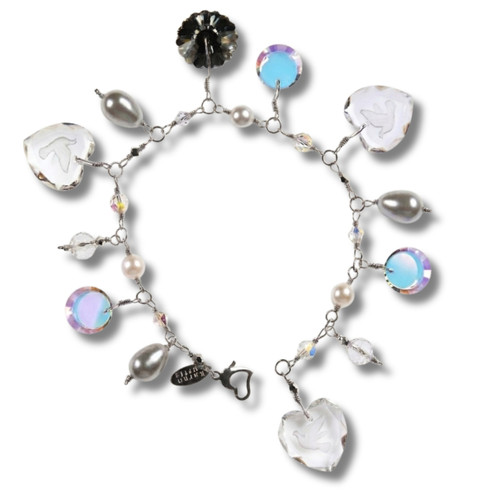 Charm Bracelet featuring Rare Swarovski Crystals on Sterling Silver – Limited Edition in Aurora Borealis