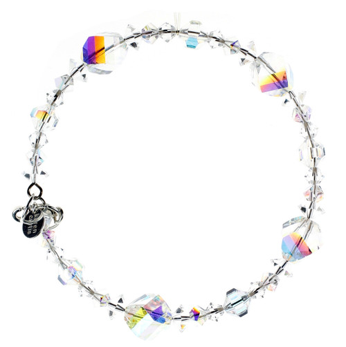 Crystal bangle stackable bracelet made with crystals from Swarovski. Finished with sterling silver by designer Karen Curtis. Made in NYC