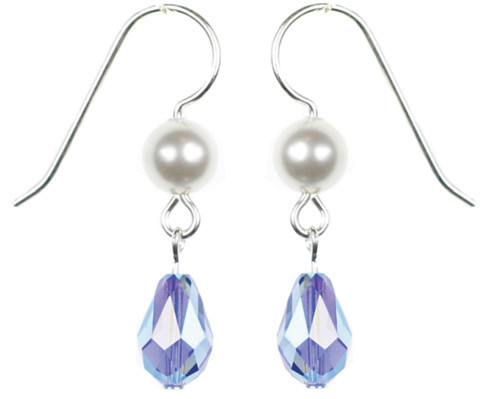 Sapphire Blue and White Pearl Earrings