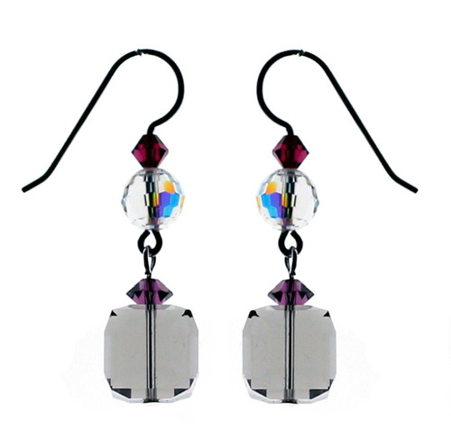 Cube shaped Swarovski crystal earrings by Karen Curtis NYC