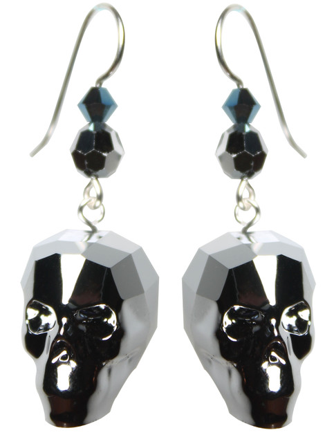 New Elegant skull earrings made with Swarovski crystal by The Karen Curtis Company