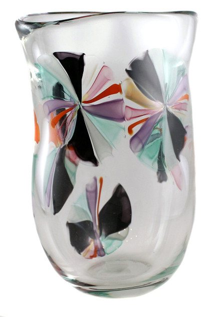 Artistic hand blown glass vase made in NYC by the Karen Curtis Company
