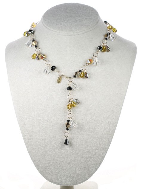 Swarovski crystal Y necklace from the Citroen and smoke Jewelry Collection by Karen Curtis NYC