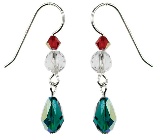 Emerald green crystal earrings for christmas by Karen Curtis NYC