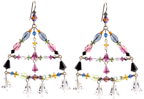 Bright Colorful Crystal Chandelier Earrings. These Swarovski Crystal Earrings are Hand made in NYC by The Karen Curtis Company.
