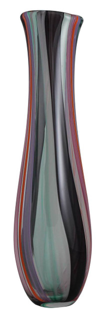 Vibrant One of a Kind Multicolored Hand Blown Tall Art Glass Vase in Confetti Colors