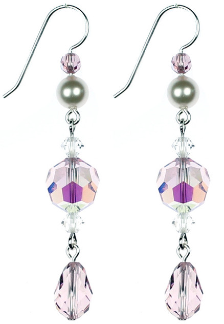 Elegant purple Crystal Earrings made by NYC Jewelry Designer Karen Curtis.