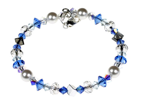 Swarovski Crystal  Blue Stackable Bracelet with Sterling Silver