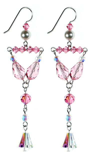 Beautiful Pink Crystal Earrings - Karen Curtis NYC