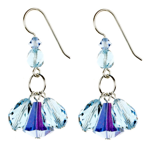 Blue Triple Drop Earrings