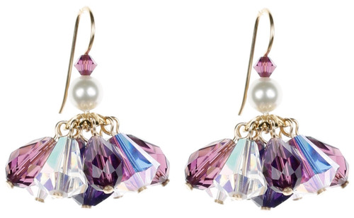 Purple Cluster Earrings - February Birthstone