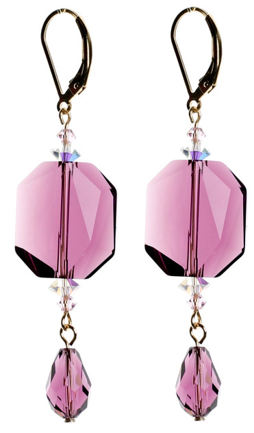 Large Purple Crystal Earrings