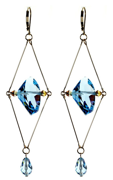 Deco Style Blue Crystal Earrings - Tiffany
