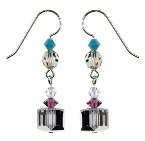 Sterling Silver Swarovski Crystal Square Earrings - Seaside Jewelry