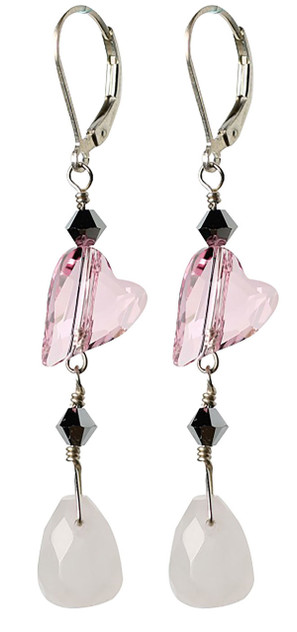 Crystal, Quartz and silver earrings