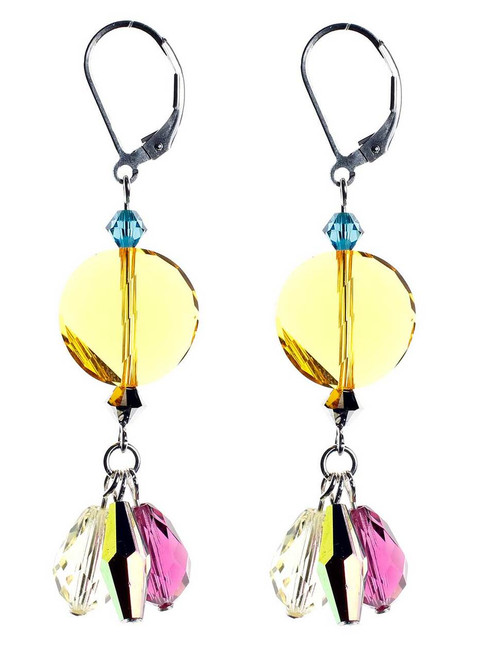 Bright cheerful earrings made with rare Swarovski crystal and sterling silver