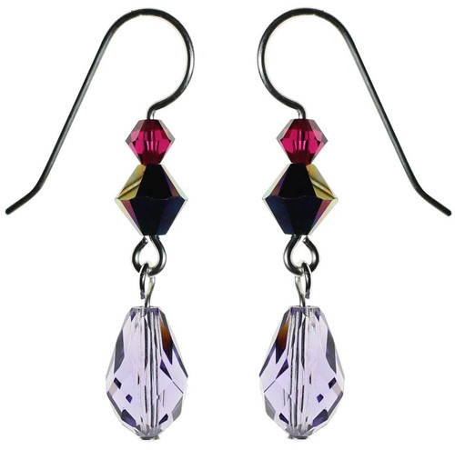 Tanzanite Purple crystal drop earrings. Swarovski crystal and sterling silver.