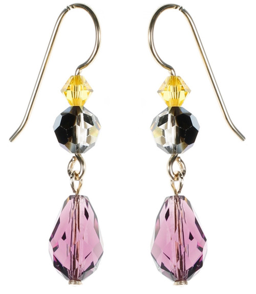 14k Gold Filled Made with Swarovski Crystal - City Night Drop Earrings