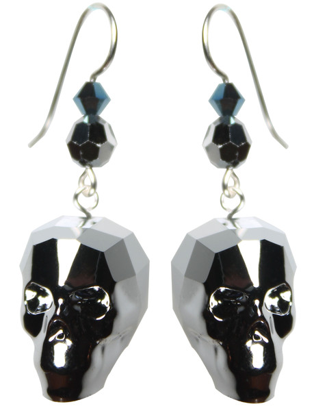 New Elegant skull earrings made with Swarovski crystal by The Karen Curtis Company