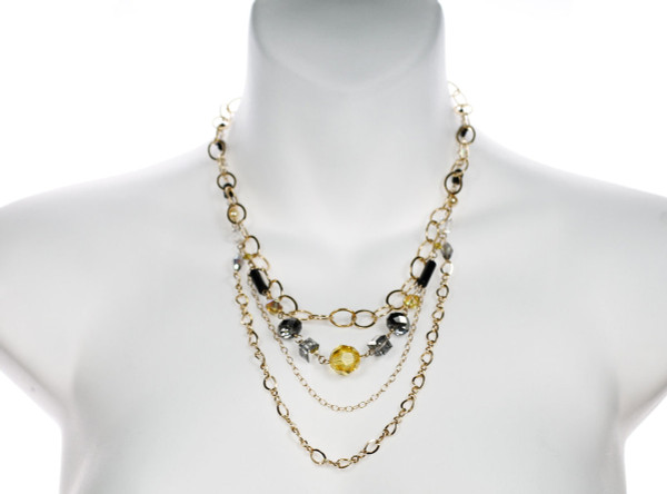 Gold chain and Swarovski crystal necklace by The Karen Curtis Jewelry Company in NYC