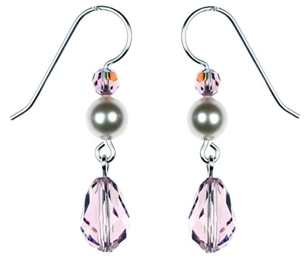 Light purple Crystal Earrings made in NYC by The Karen Curtis Jewelry Company.