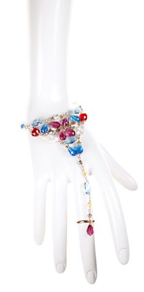 Chunky Crystal Hand Chain - Tiffany