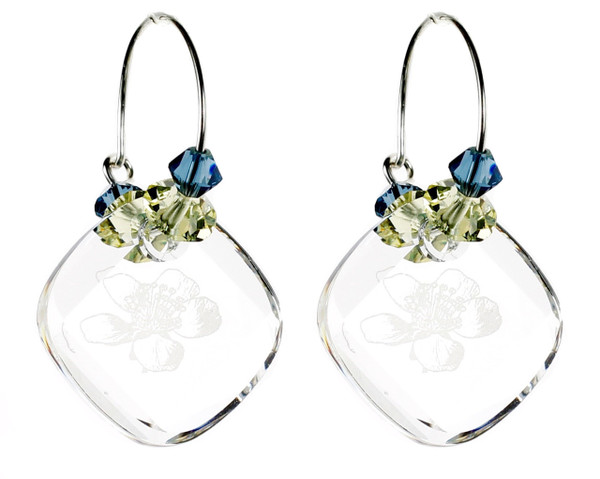 Sterling Silver Swarovski Crystal Hoop Earrings - Botanical