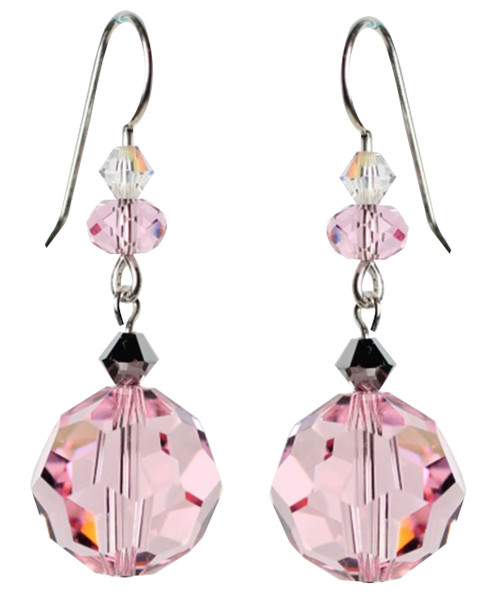 Pink vintage earrings made with sterling silver
