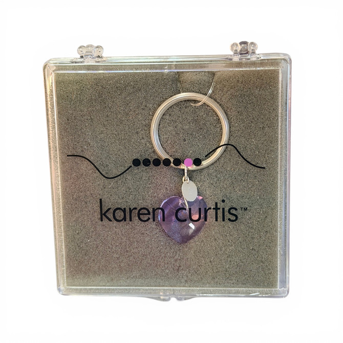 Sterling Silver & Swarovski Crystal Heart Key Chain/Bag Charm - Violet