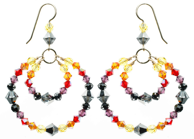 Limited Edition 14kgf Swarovski Crystal Double Hoop Earrings - Fire Collection