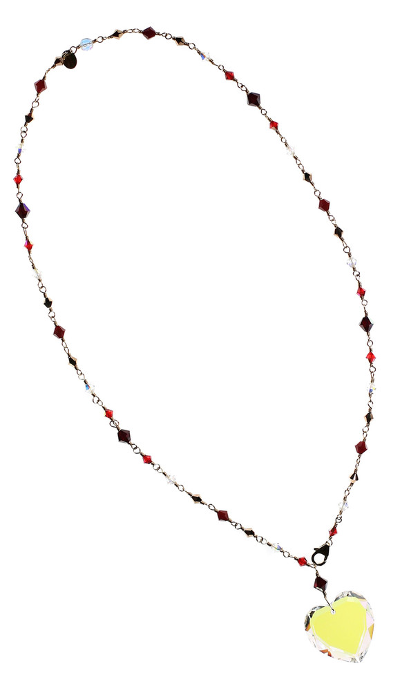 Red Crystal Heart Pendant Necklace - Red Jewelry