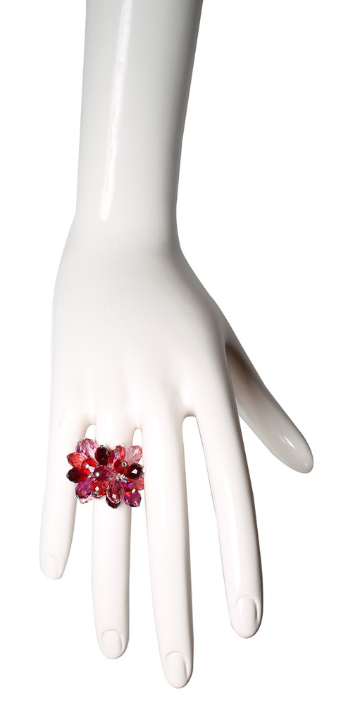 Crystal Cocktail Ring • Sterling Silver • Crystals from Swarovski • Shades of Red