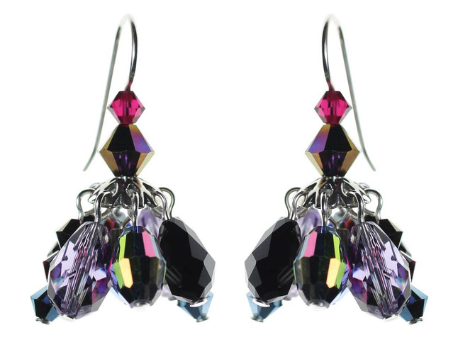 Swarovski crystal cluster earrings with sterling silver