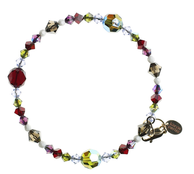 single strand crystal bangle bracelet with olivine green and rare ivory beads.