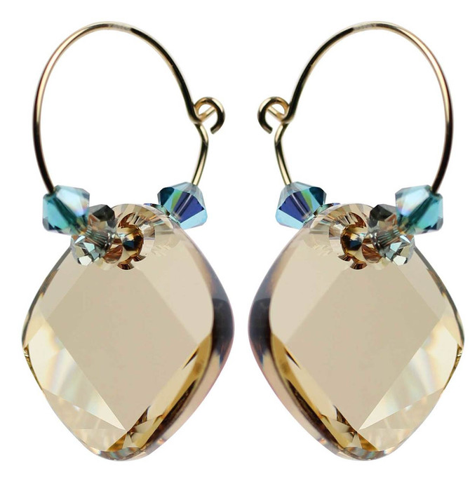 Light Colorado Topaz crystal hoop earrings.