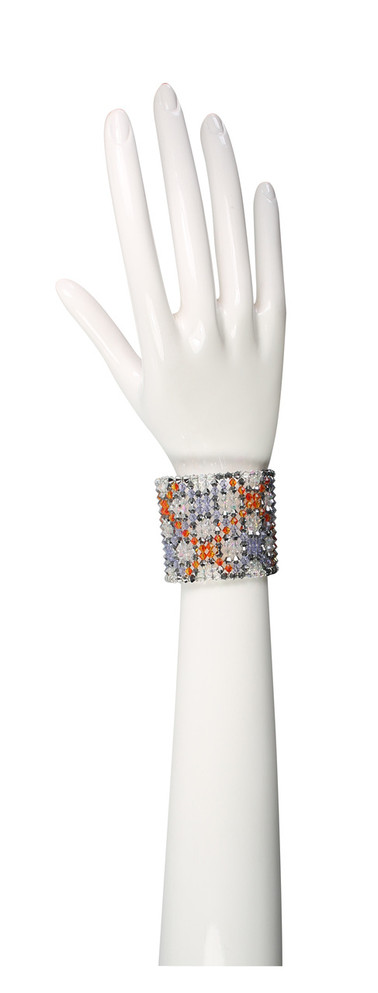 Purple and orange cuff bracelet made with all Swarovski 