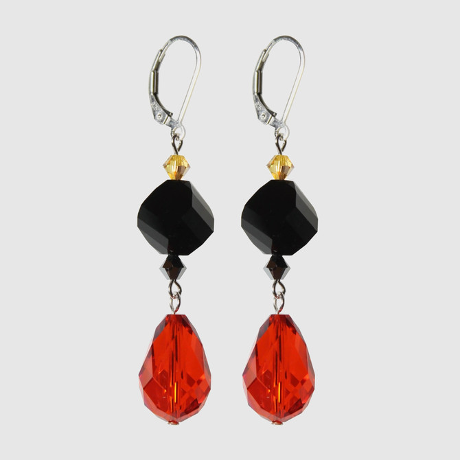 Sterling Silver Swarovski Crystal Halloween Earrings with Limited Edition Vintage Hyacinth Drop