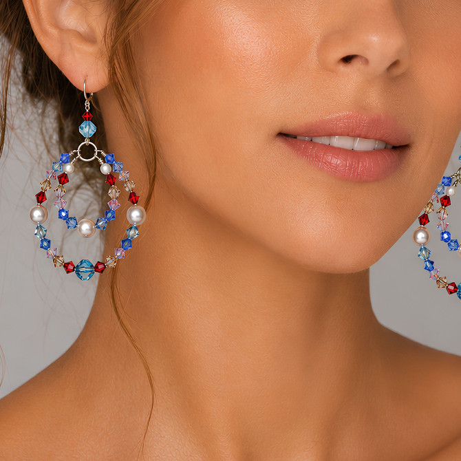 double hoop earrings sterling silver  on model
