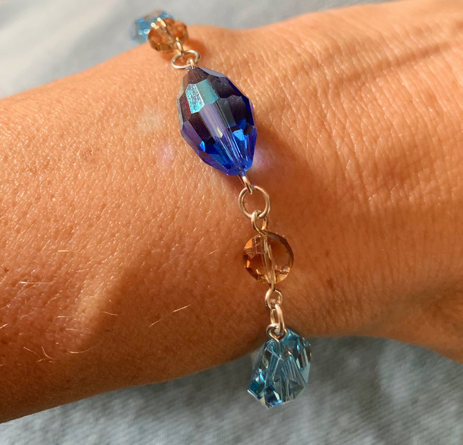 Wire Wrapped Sterling Silver Swarovski Crystal Chunky Bracelet • Sailing Collection 