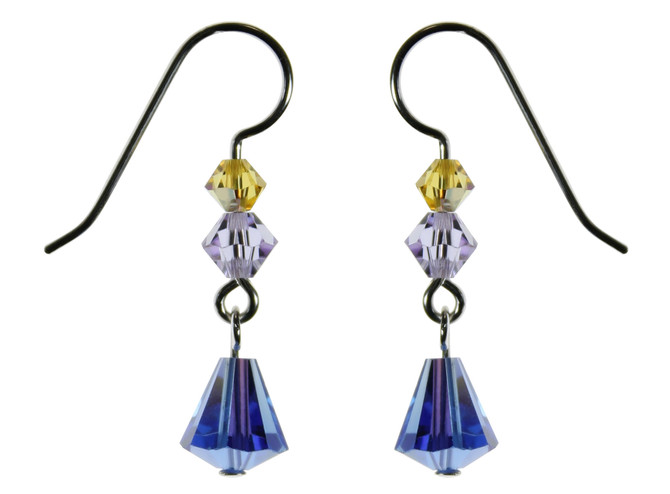 Sterling Silver Swarovski Crystal Sapphire AB Dangle Earrings • Aruba Collection 