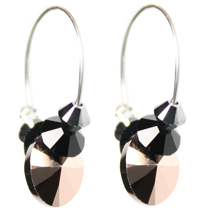 Limited Edition Sterling Silver Swarovski Crystal Metallic Rose Gold Hoop Earrings  