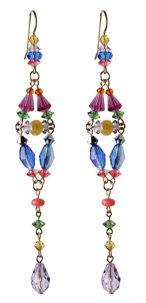 One of a Kind 14K Gold Filled Swarovski Crystal Divine Statement Earrings - Confectionery