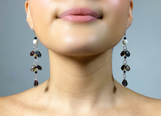 Limited Edition Sterling Silver Swarovski Crystal Statement Fringe Drop Earrings - Expressively Chic