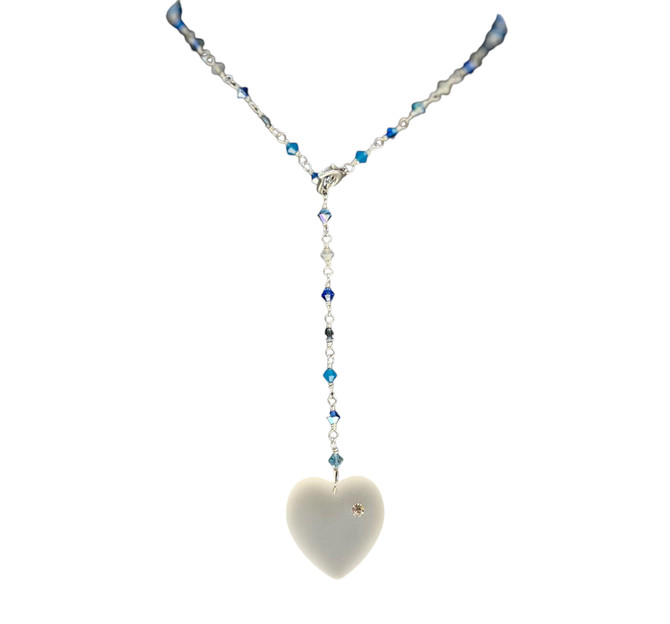 Sterling Silver Swarovski Crystal Heart Necklace - Blue