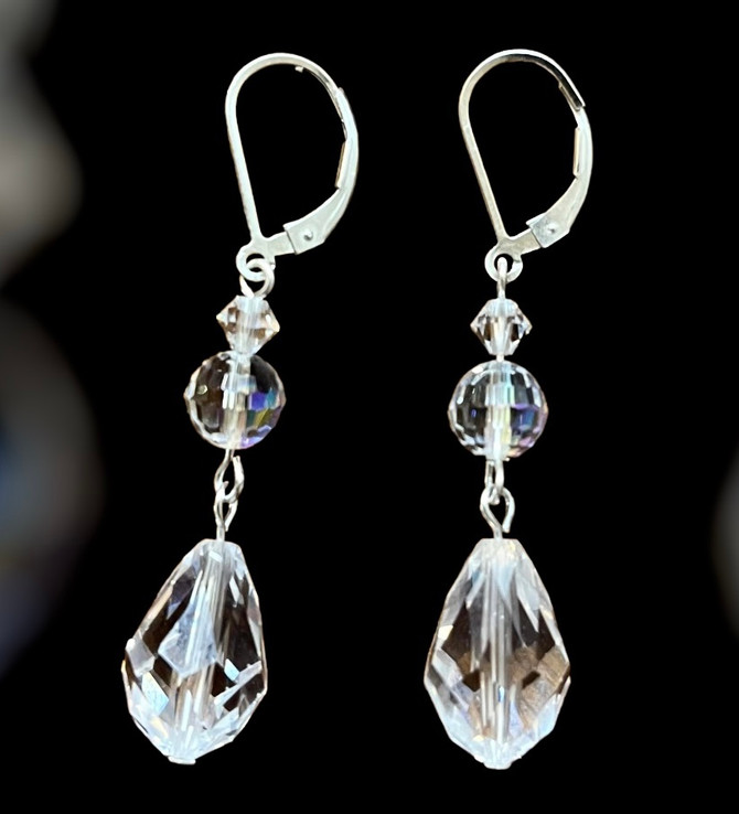 Swarovski Crystal & Crystal AB Dangle Earrings  in Sterling Silver