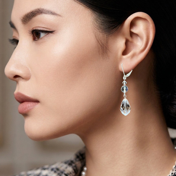Swarovski Crystal & Crystal AB Dangle Earrings  in Sterling Silver