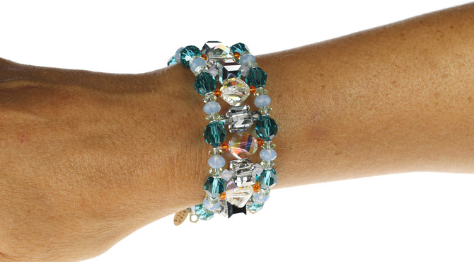 1 of 2 Crystal cuff bracelets made by the Karen Curtis jewelry company in NYC